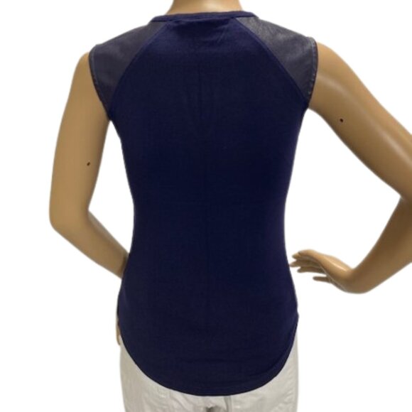 Armani Exchange Navy Blue Keyhole Sleeveless Top - Picture 3 of 6
